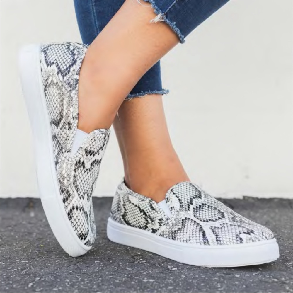Snake skin slip on sneakers  8.5
